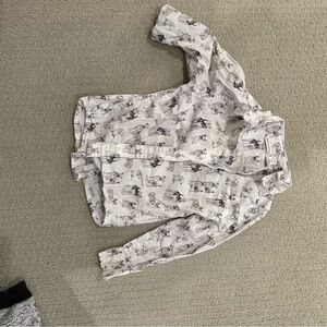 Janie and Jack White Button Down Shirt with Black Print